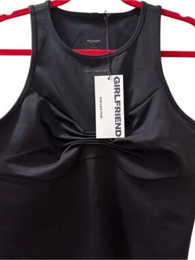 Girlfriend Collective Luxe Ruched Black Compression Tank XXL NWT